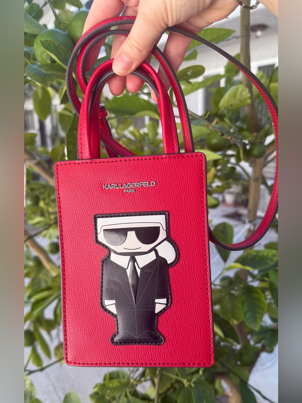Karl Lagerfeld Red Mini Crossbody with Karl Character Patch